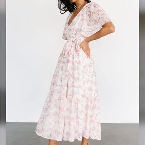 NEW Baltic Born Light Pink Floral midi dress size small